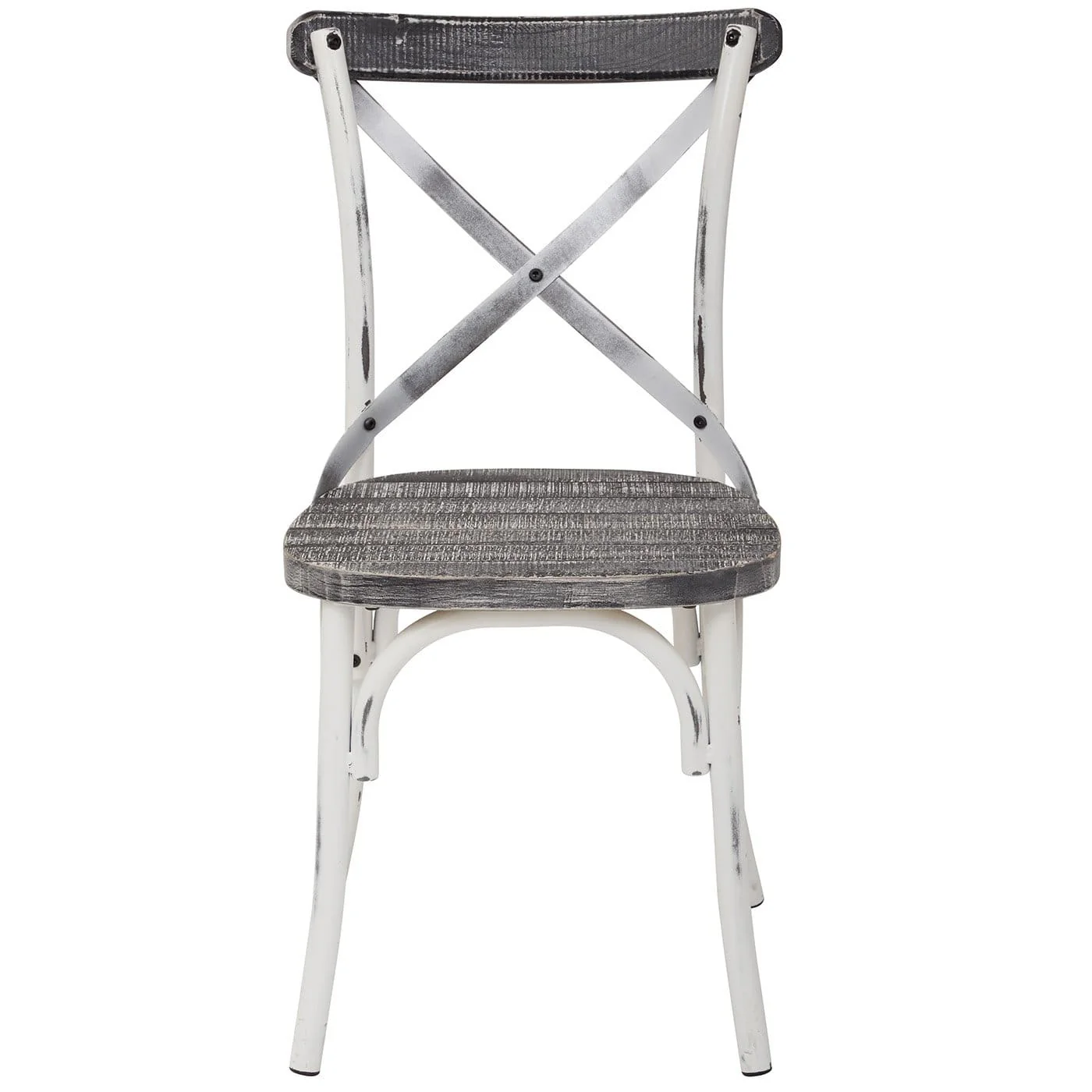 OSP Designs Somerset X-Back Antique White Metal Chair, Crazy Horse Seat [SMR424AW-C319] - Image 3