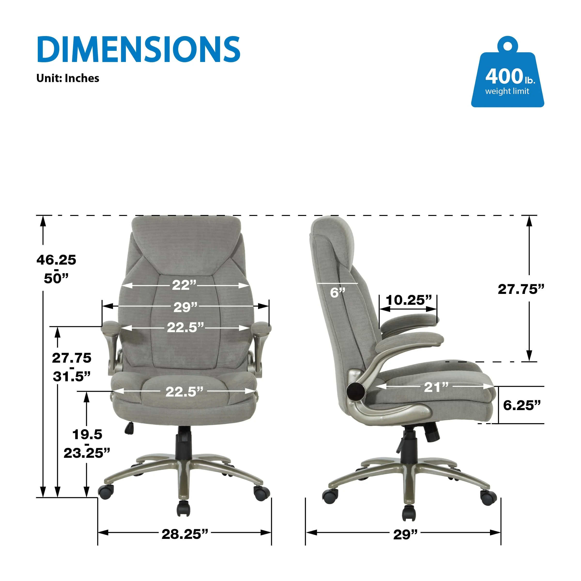 Office Star Pro Line II Big and Tall Fabric Chair [EXH14517BT-2] - Image 5