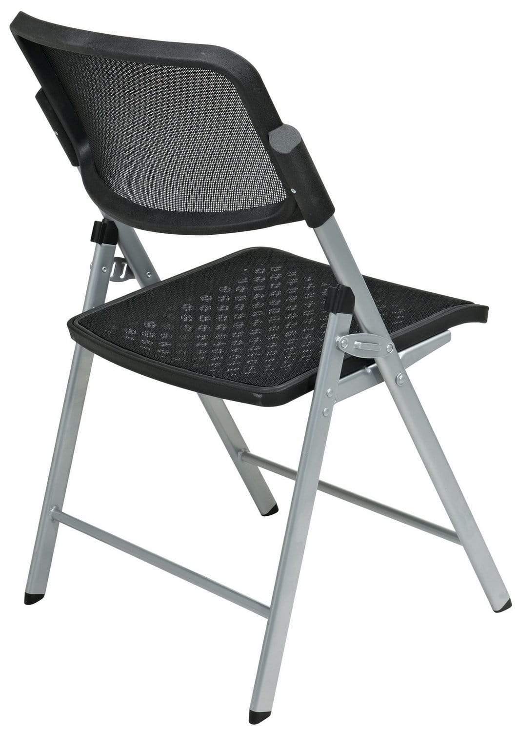 Office Star Pro-Line II™ Deluxe Folding Chair Black ProGrid® Seat and Back, 2-Pack [81608] - Image 3