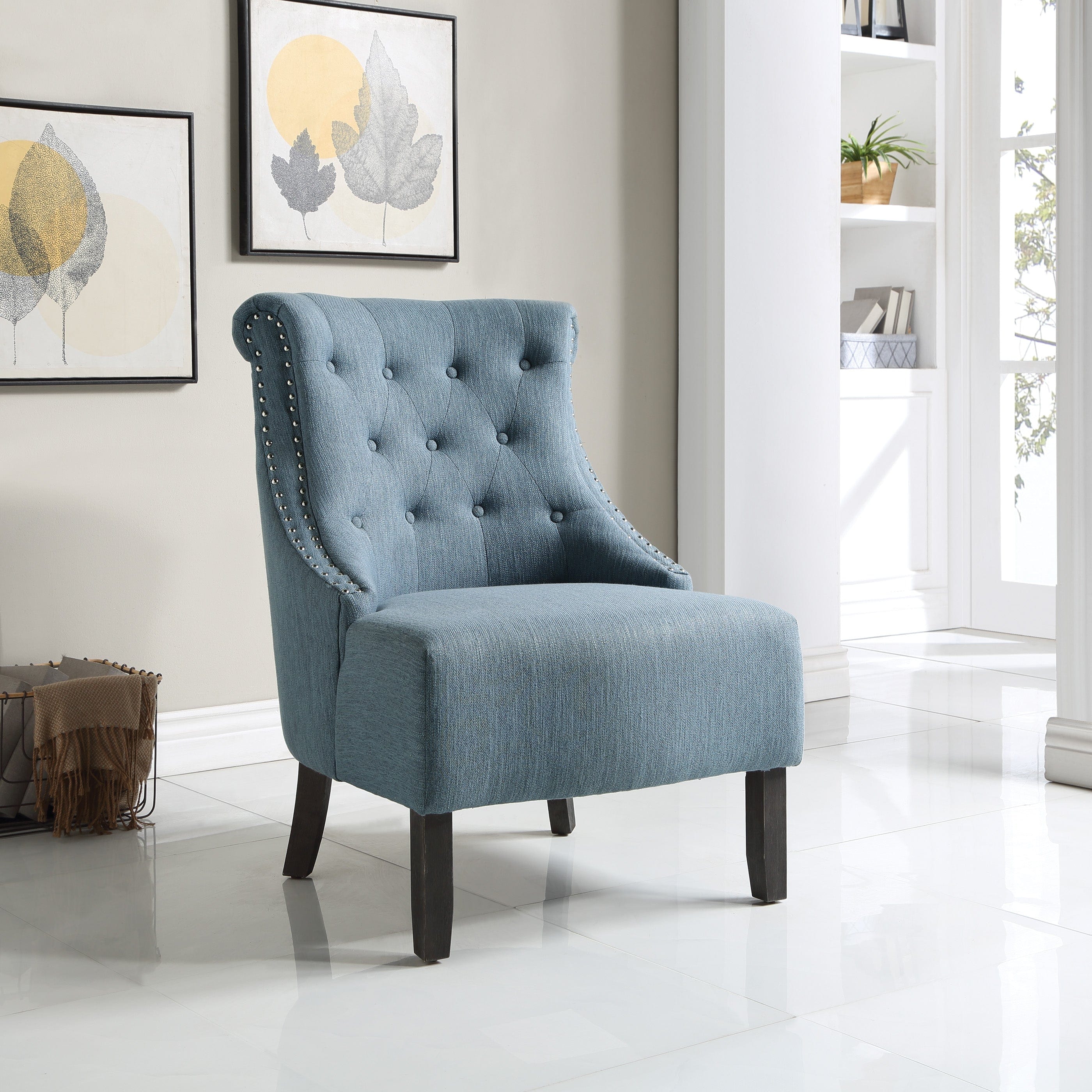 Office Star Evelyn Tufted Chair with Grey Wash Legs [SB586] - Image 4