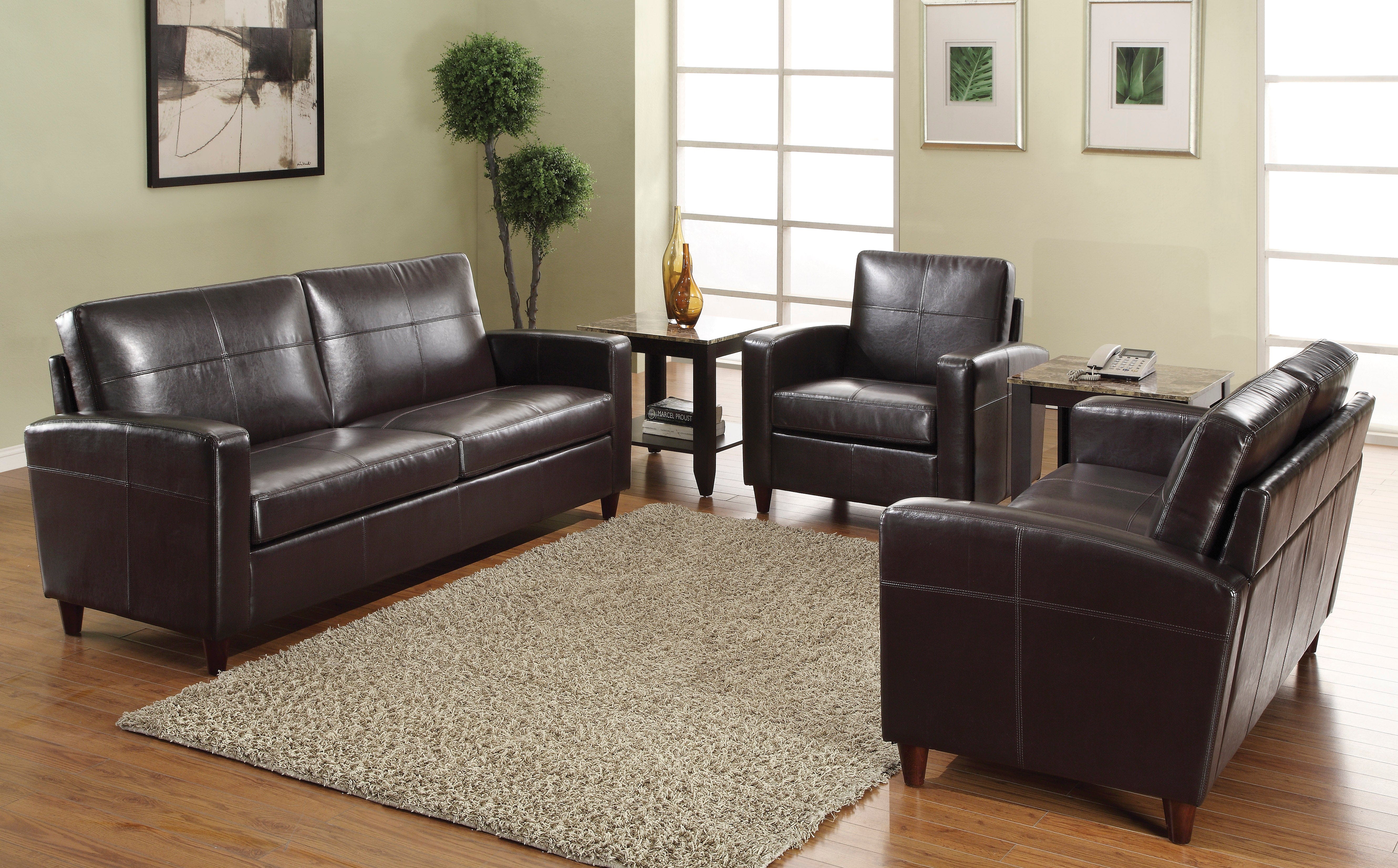 OSP Furniture® Black or Espresso Bonded Leather Sofa Espresso Legs [SL2813] - Image 3