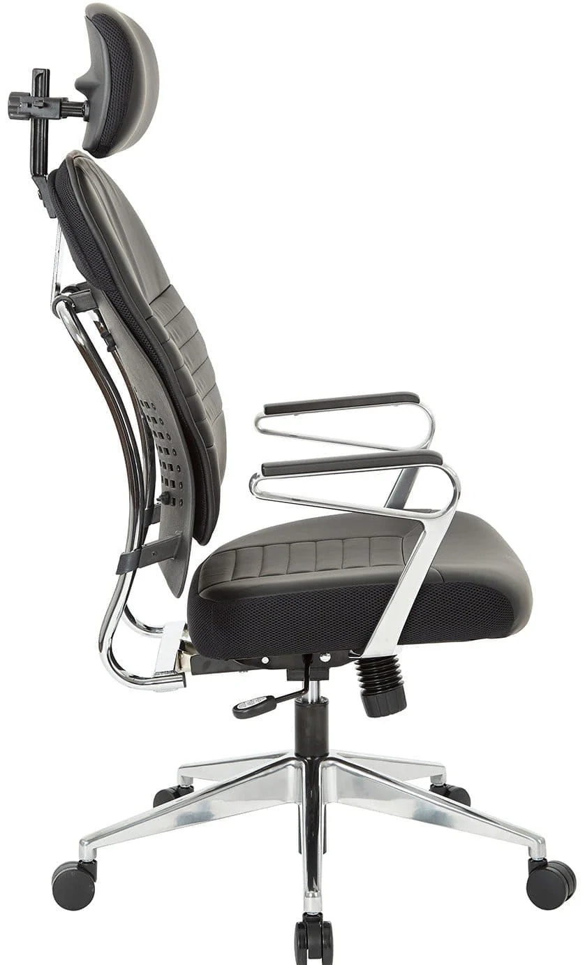Office Star Bonded Leather Managers Chair with Headrest in Black [32-E33P91A7HL] - Image 3