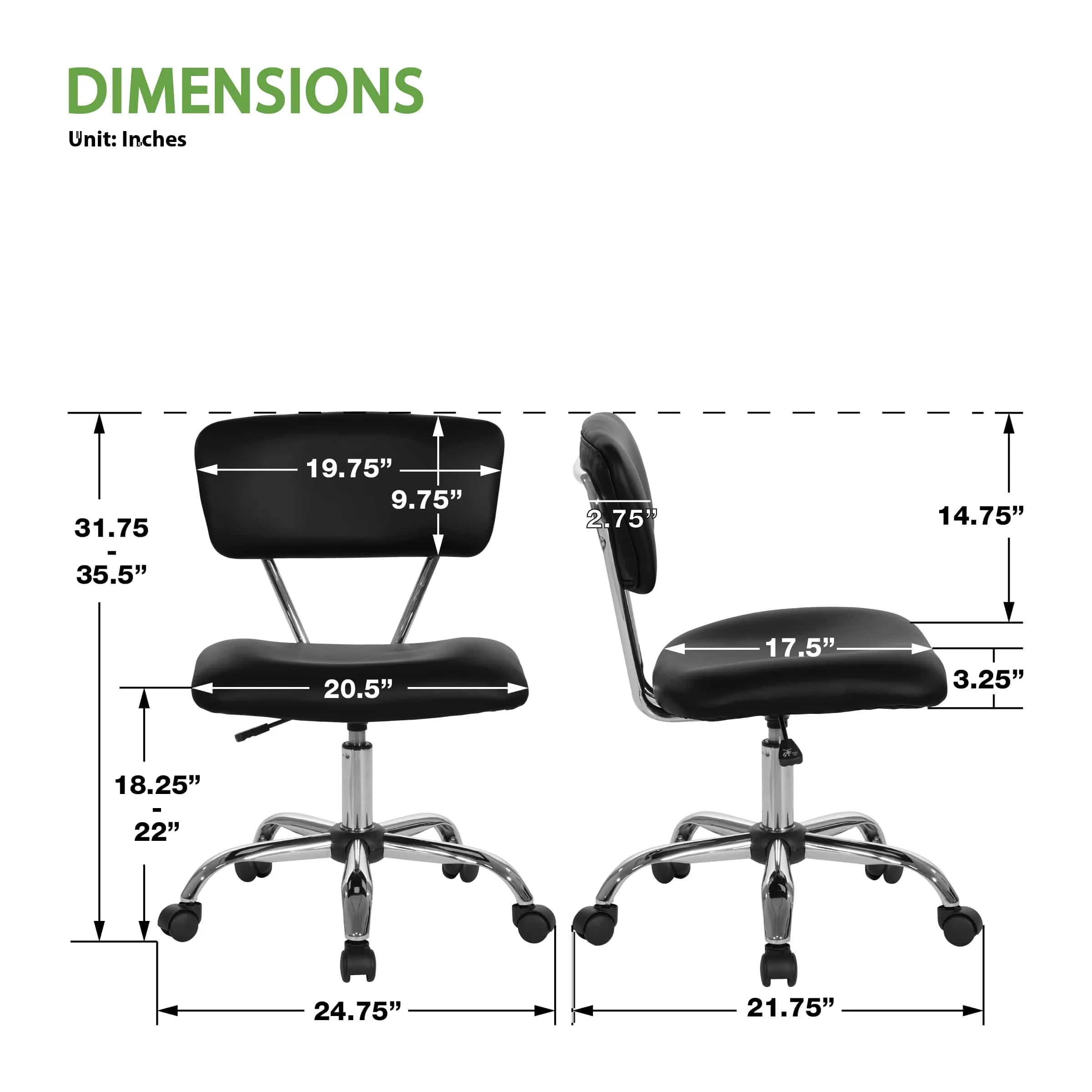 Office Star Ave Six Vista Task Office Chair In Vinyl [ST181] - Image 14