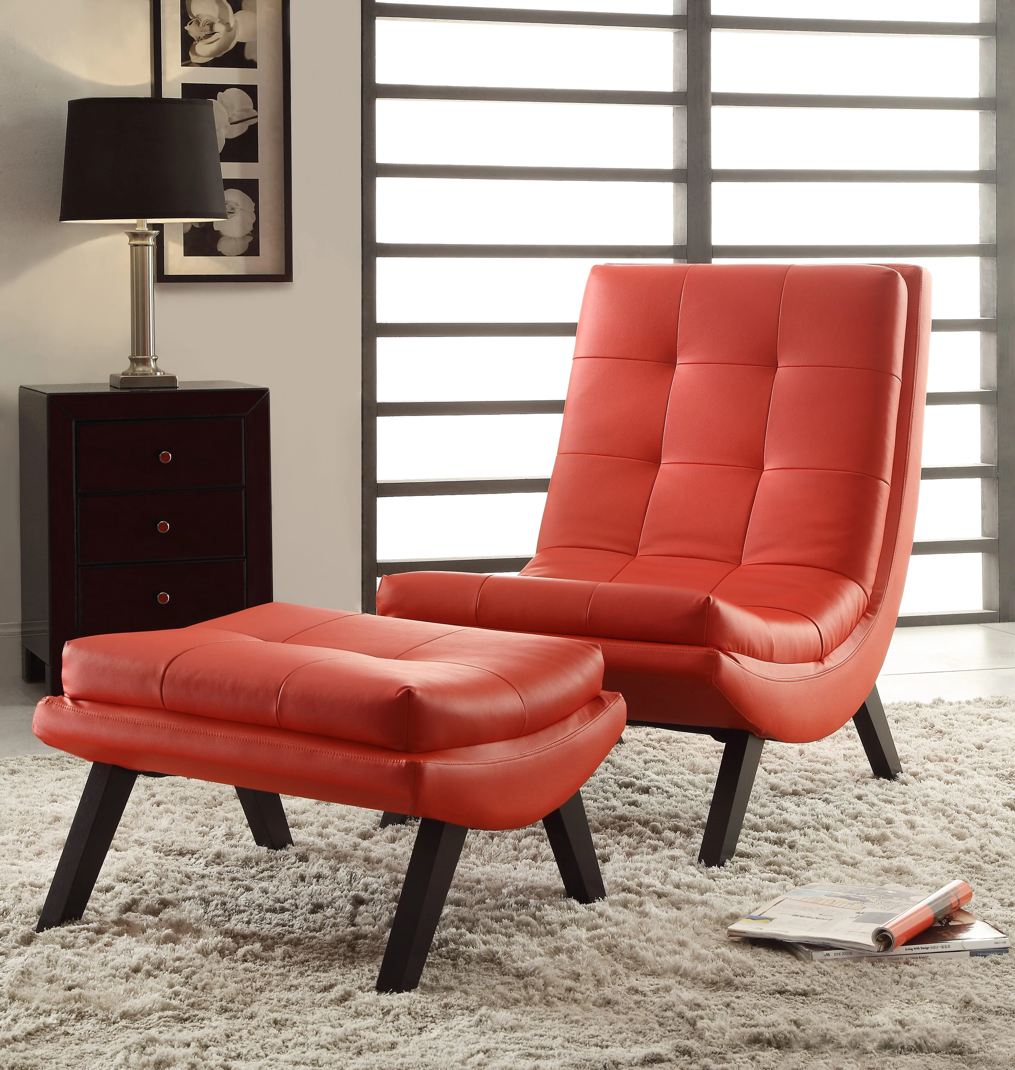 Ave Six Tustin Lounge Chair and Ottoman Faux Leather [TSN51] - Image 3