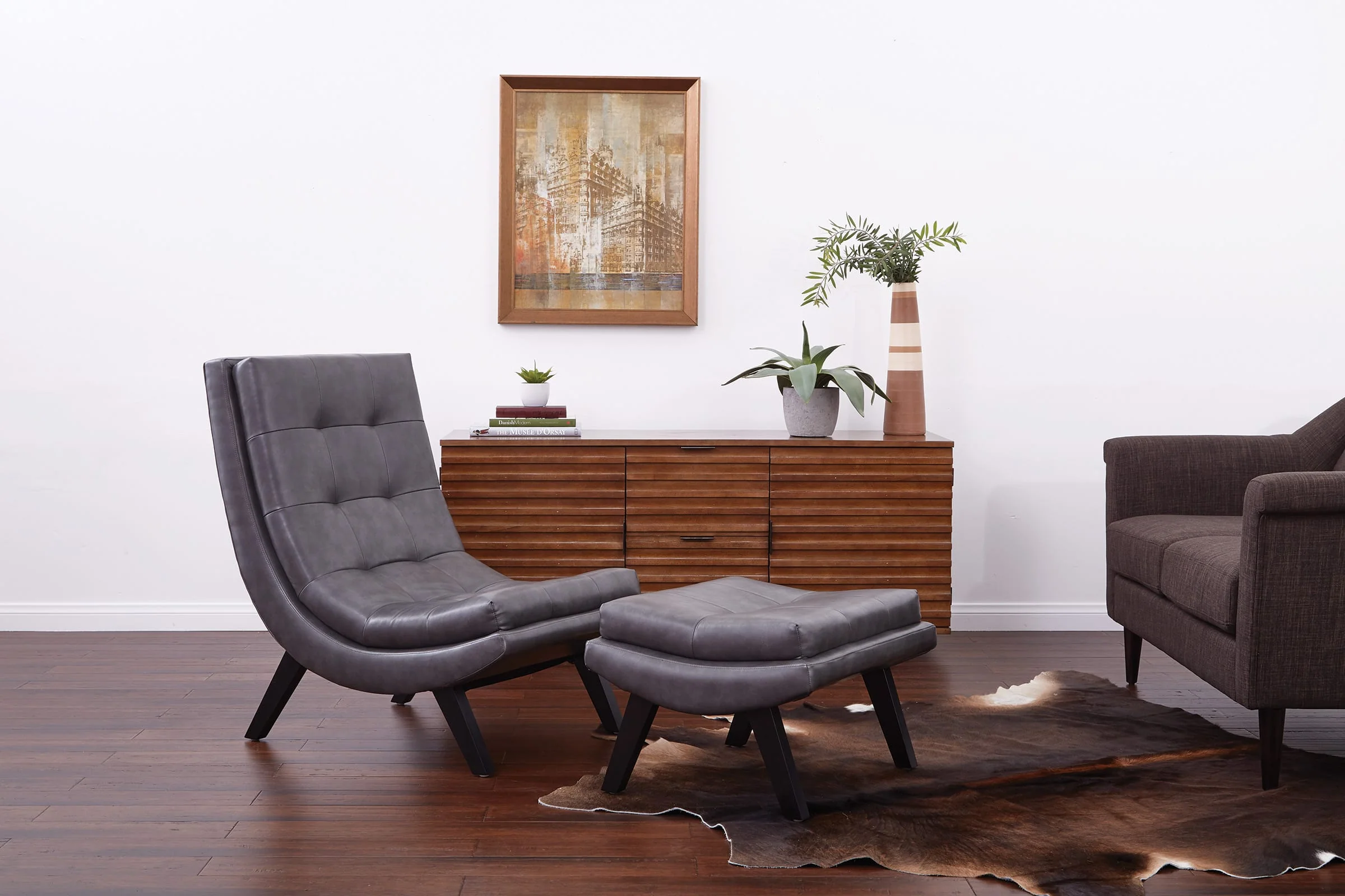 Ave Six Tustin Lounge Chair and Ottoman Faux Leather [TSN51] - Image 4
