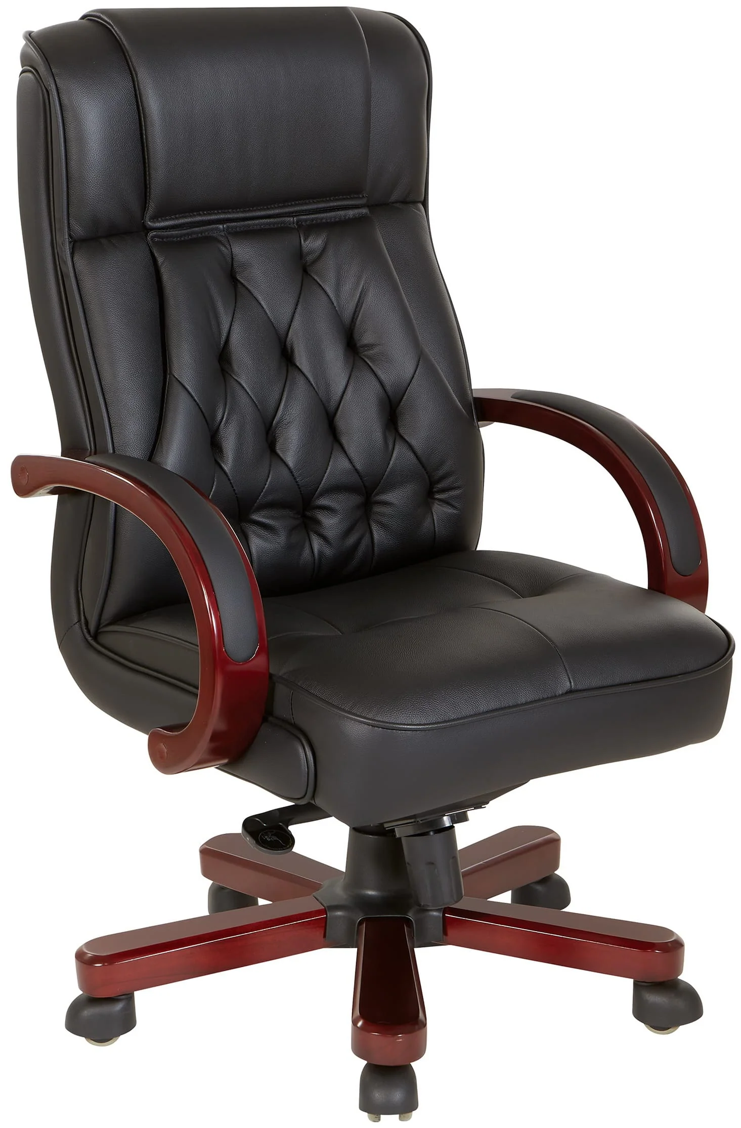 Office Star Genuine Leather Executive Chair with Royal Cherry Finish [TWN300L]