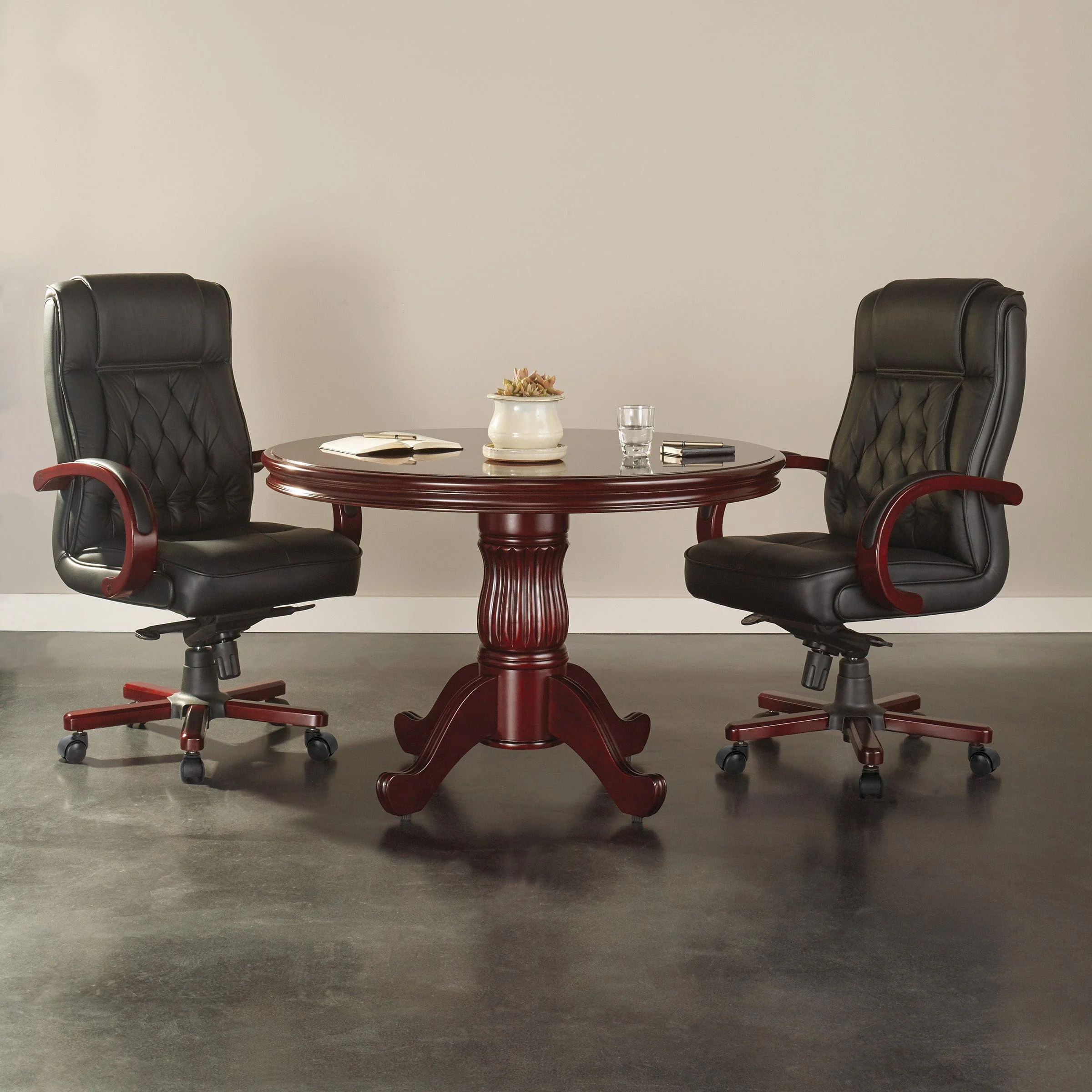 Office Star Genuine Leather Executive Chair with Royal Cherry Finish [TWN300L] - Image 6