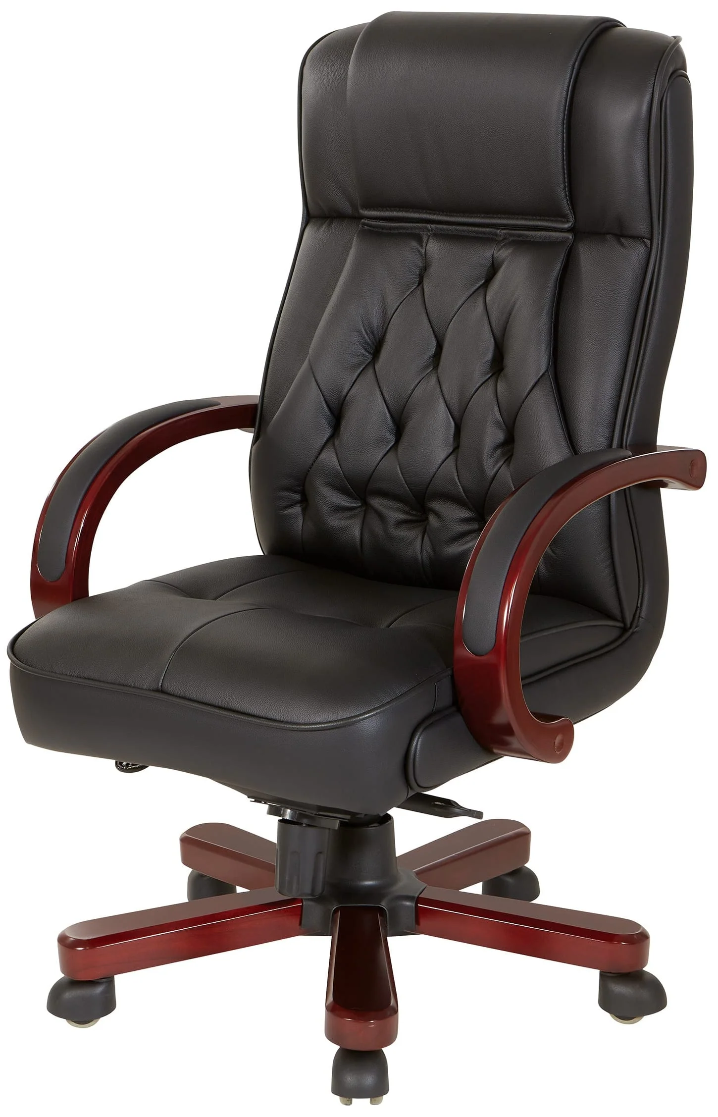 Office Star Genuine Leather Executive Chair with Royal Cherry Finish [TWN300L] - Image 9