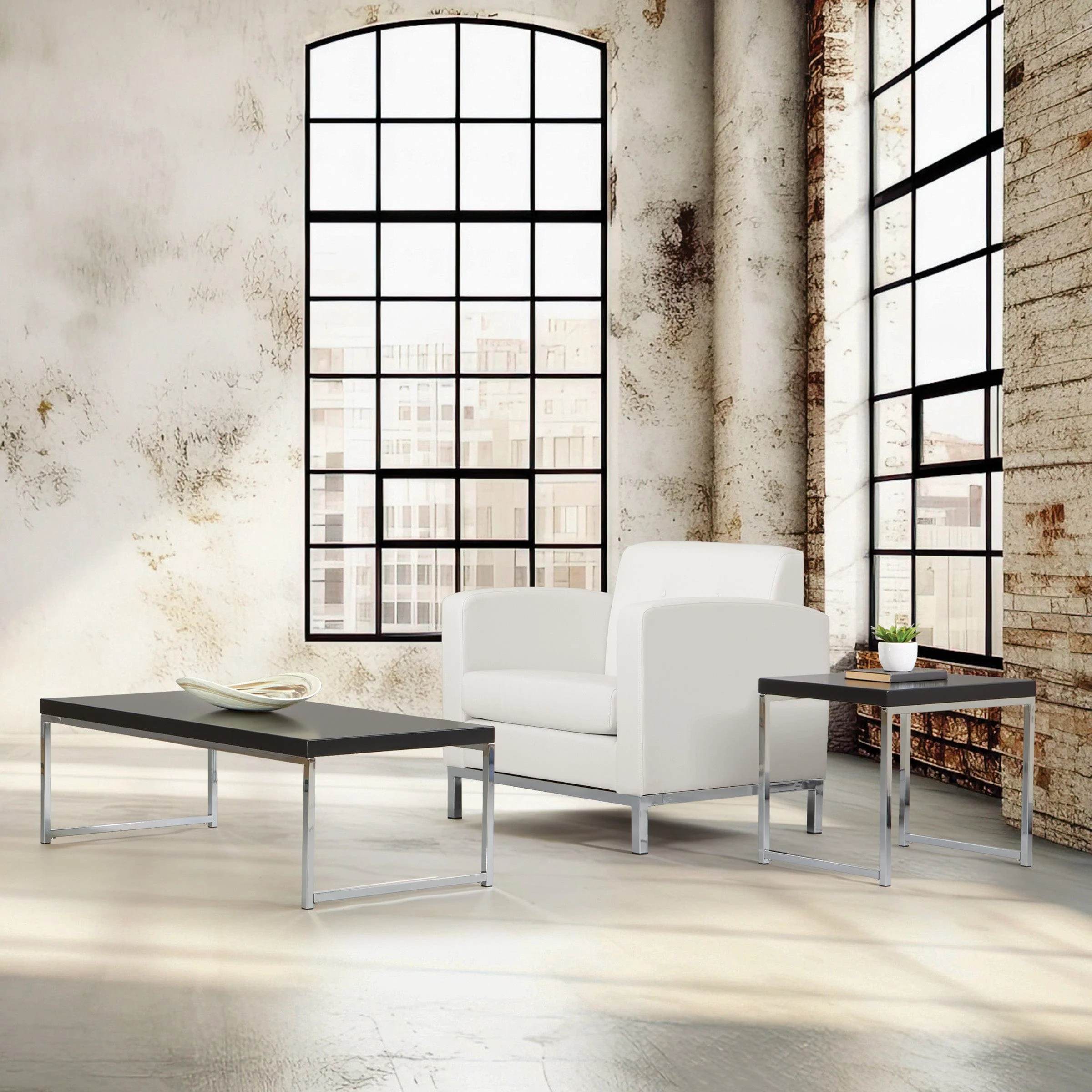 Office Star Ave Six Wall Street End Table in White [WST09] - Image 4