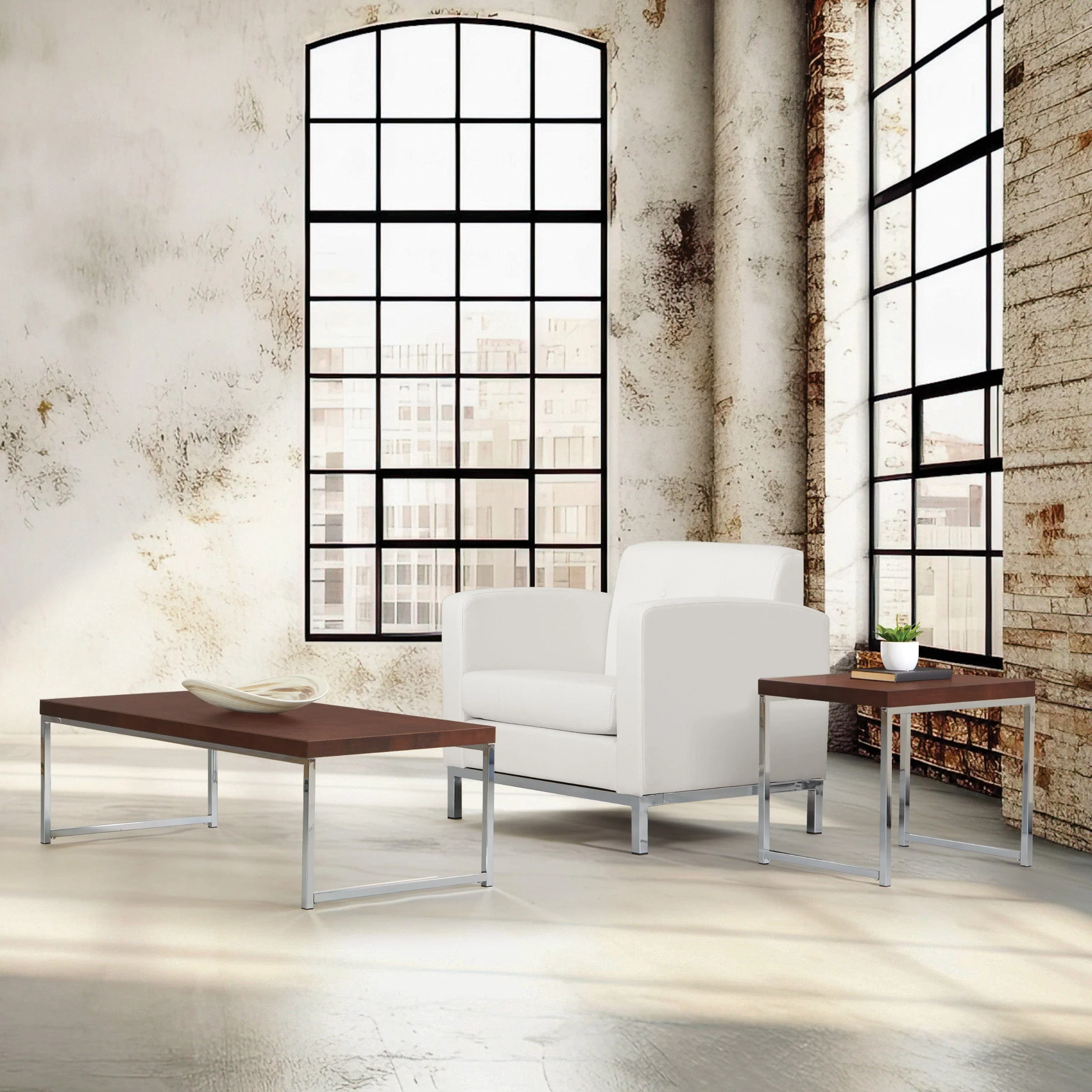 Office Star Ave Six Wall Street Coffee Table in White [WST12] - Image 3