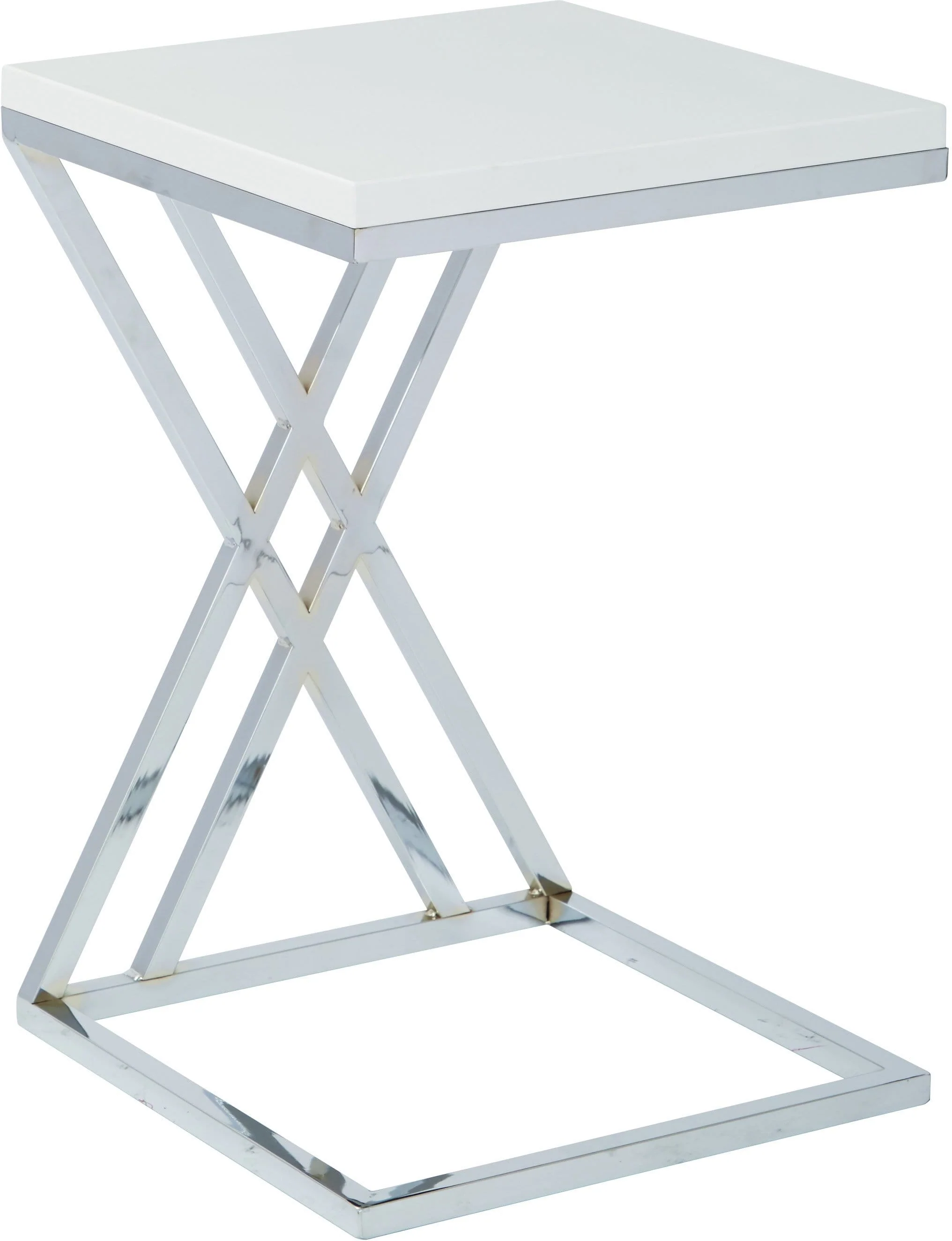 Office Star Ave Six Wall Street Side Table Chrome / White [WST16]