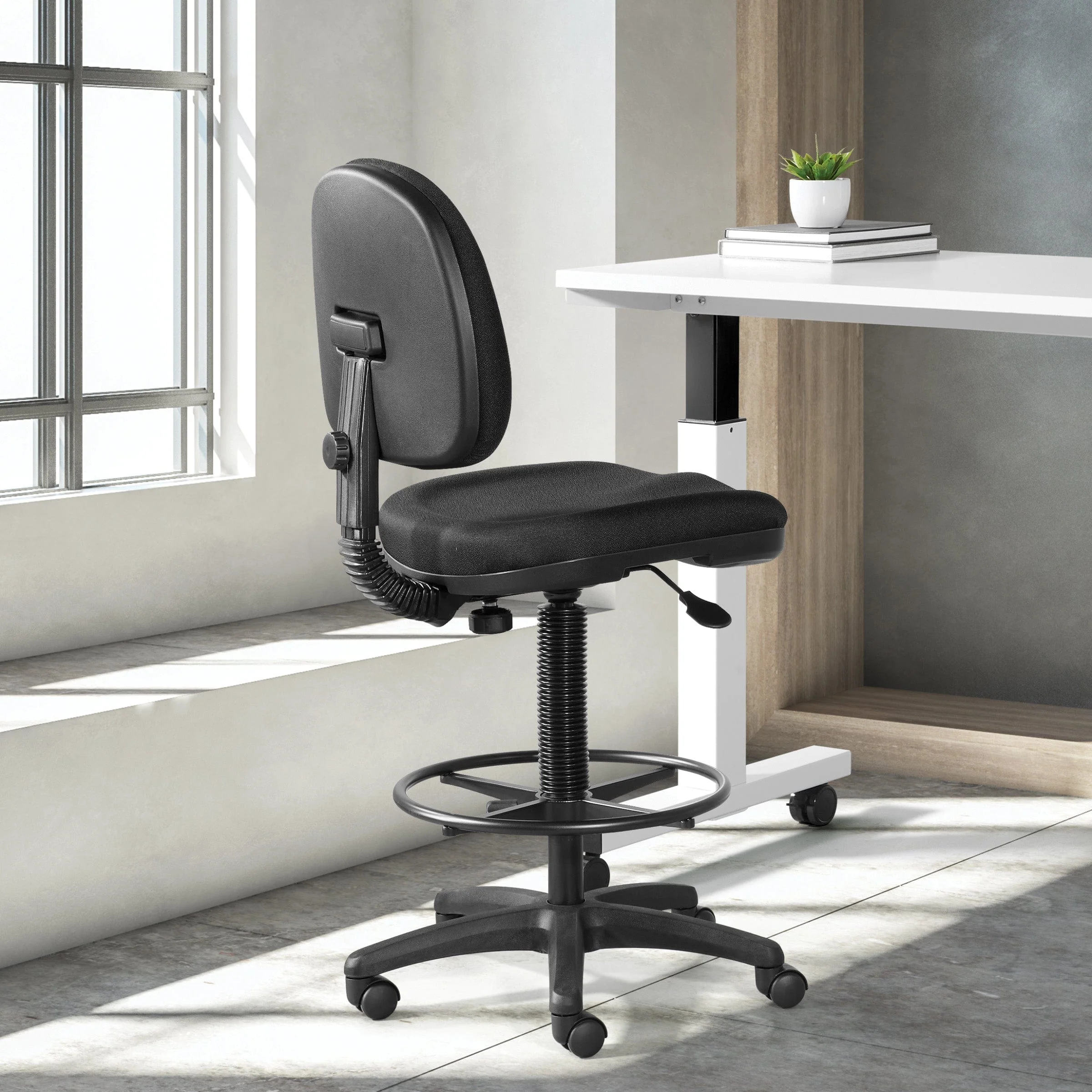 Work Smart Lumbar Support Sit-Stand Drafting Chair [DC640] - Image 3