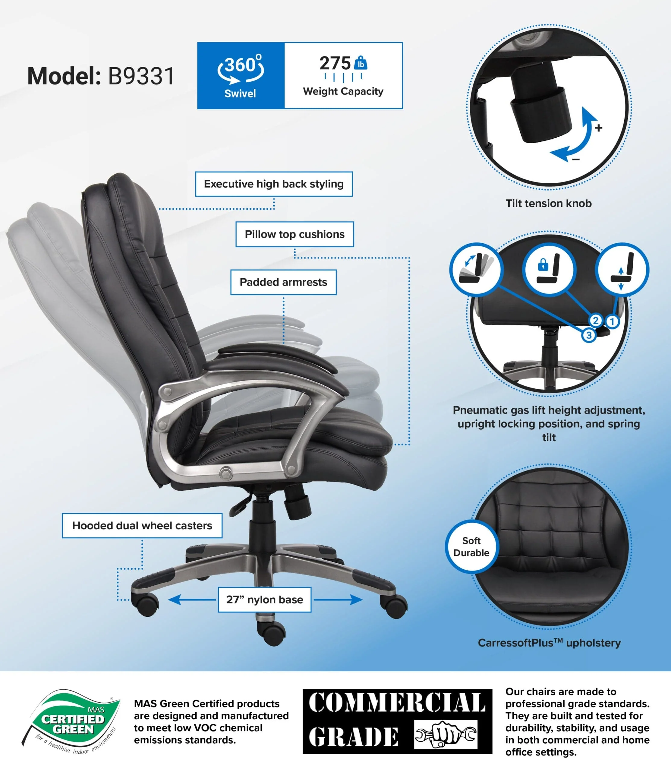 Plush Pillow Top High Back Executive Chair [B9331] - Image 4