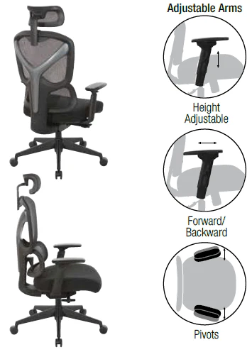 ProLine II Mesh Back Heavy Duty Chair with Adjustable Headrest [71142HR-3] - Image 4