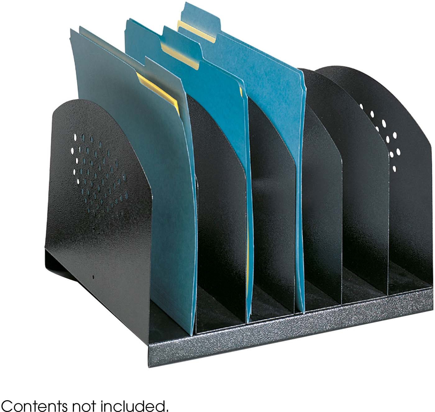 Steel Desk Organizer 6 Upright Sections Black [3155BL]