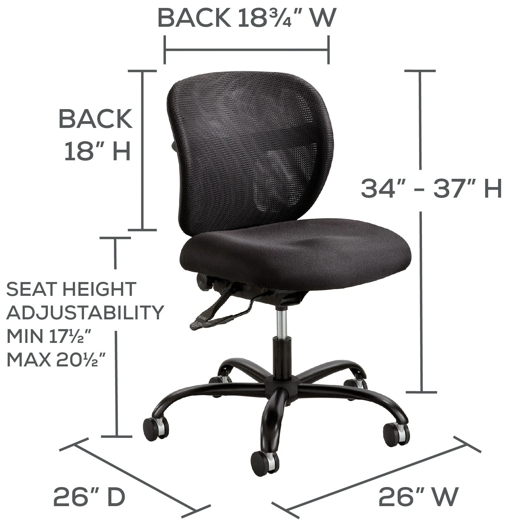 Safco Vue Mesh Back Big and Tall Office Chair [3397] - Image 6