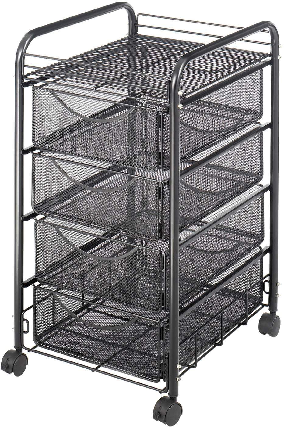 Onyx™ File Cart 4 Drawers Mesh Black [5214BL]