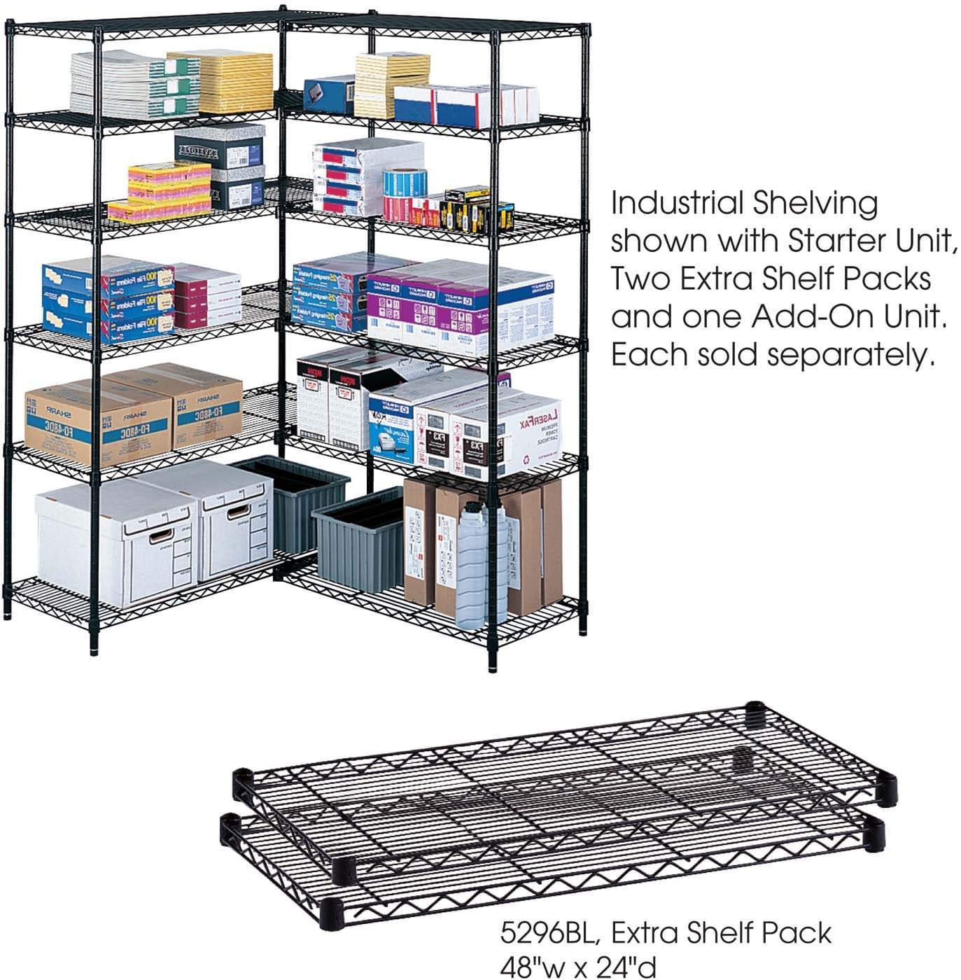Industrial Wire Shelving Extra Shelf 48 x 24", 2-Pack [5296]