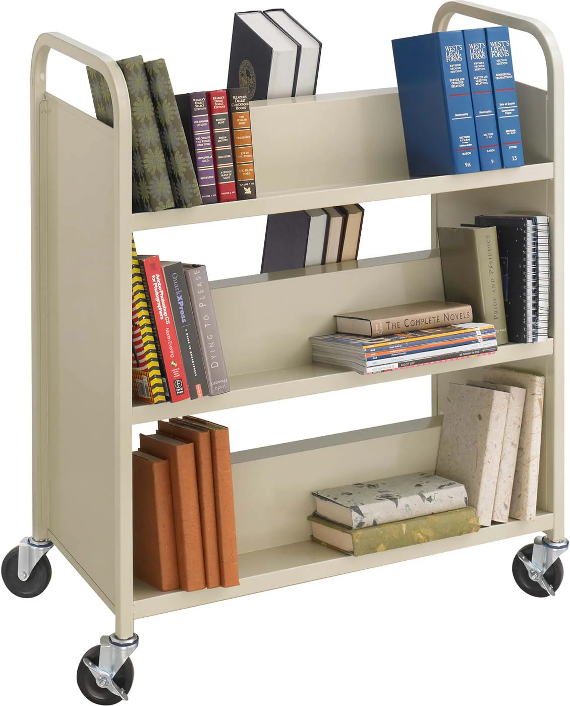 Steel Double-Sided Book Cart 6 Sheves Tan [5357SA]