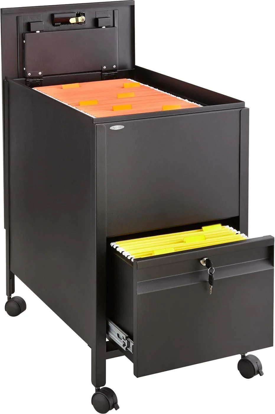 Locking Mobile Tub File with Drawer Black [5364BL]