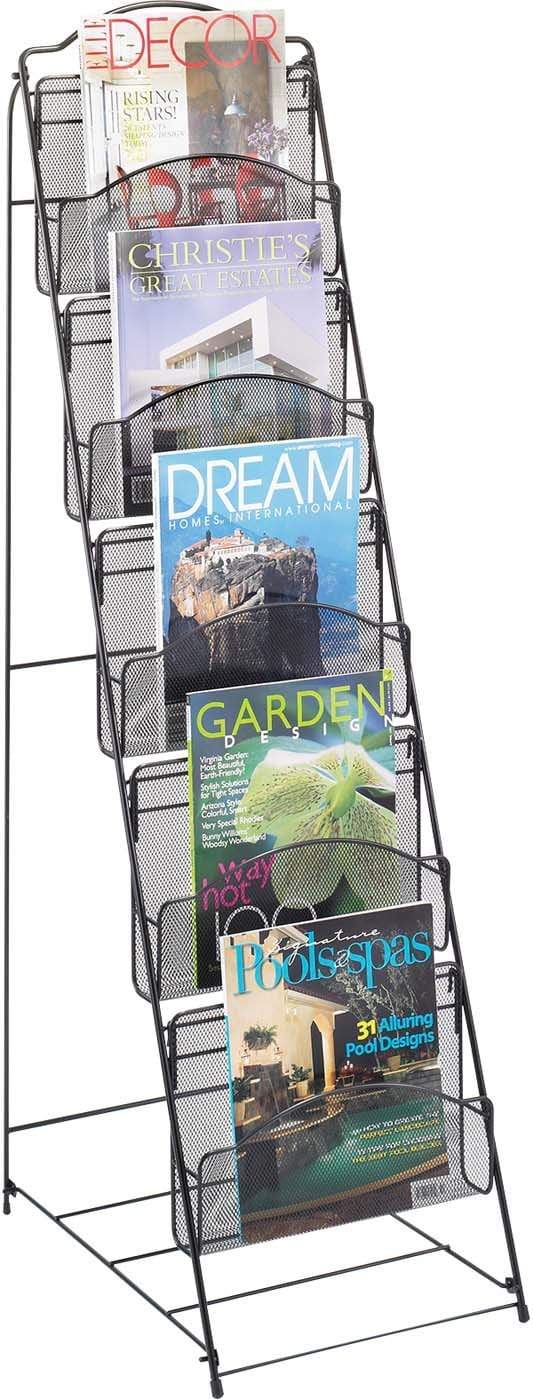 Onyx™ Floor Literature Organizer Rack 5 Pocket Mesh Black [6461BL]