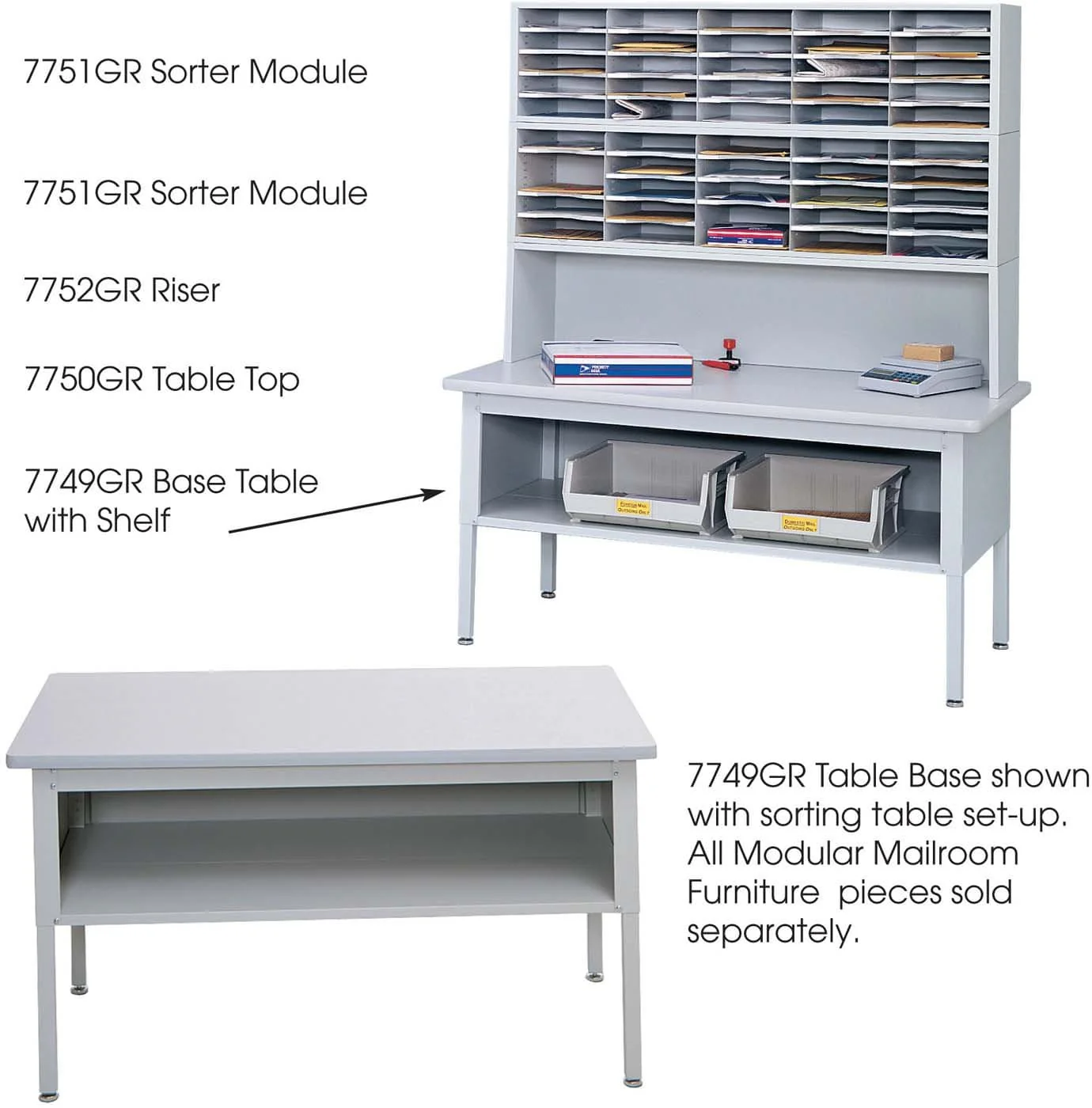 E-Z Sort® Sorting Mailroom Table with Shelf [7749]