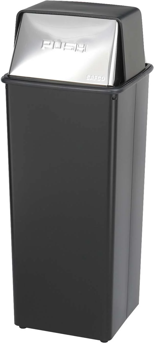 Reflections Trash Can Push Top 21 Gallon Silver & Black [9893]