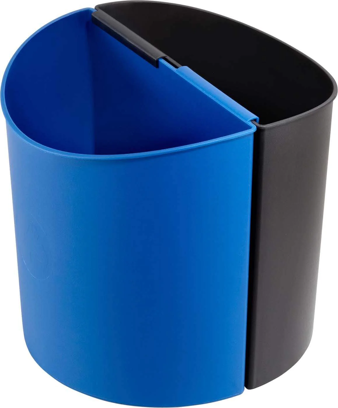 Desk Side Recycling Trash Can Small 3 Gallon Each Black & Blue [9927BB]