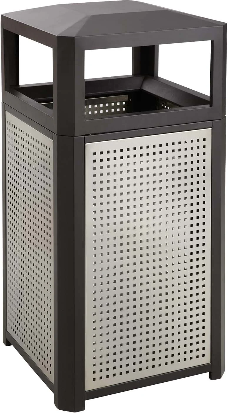 Evos™ Indoor Outdoor Trash Can 15 Gallon Black & Silver [9932BL]