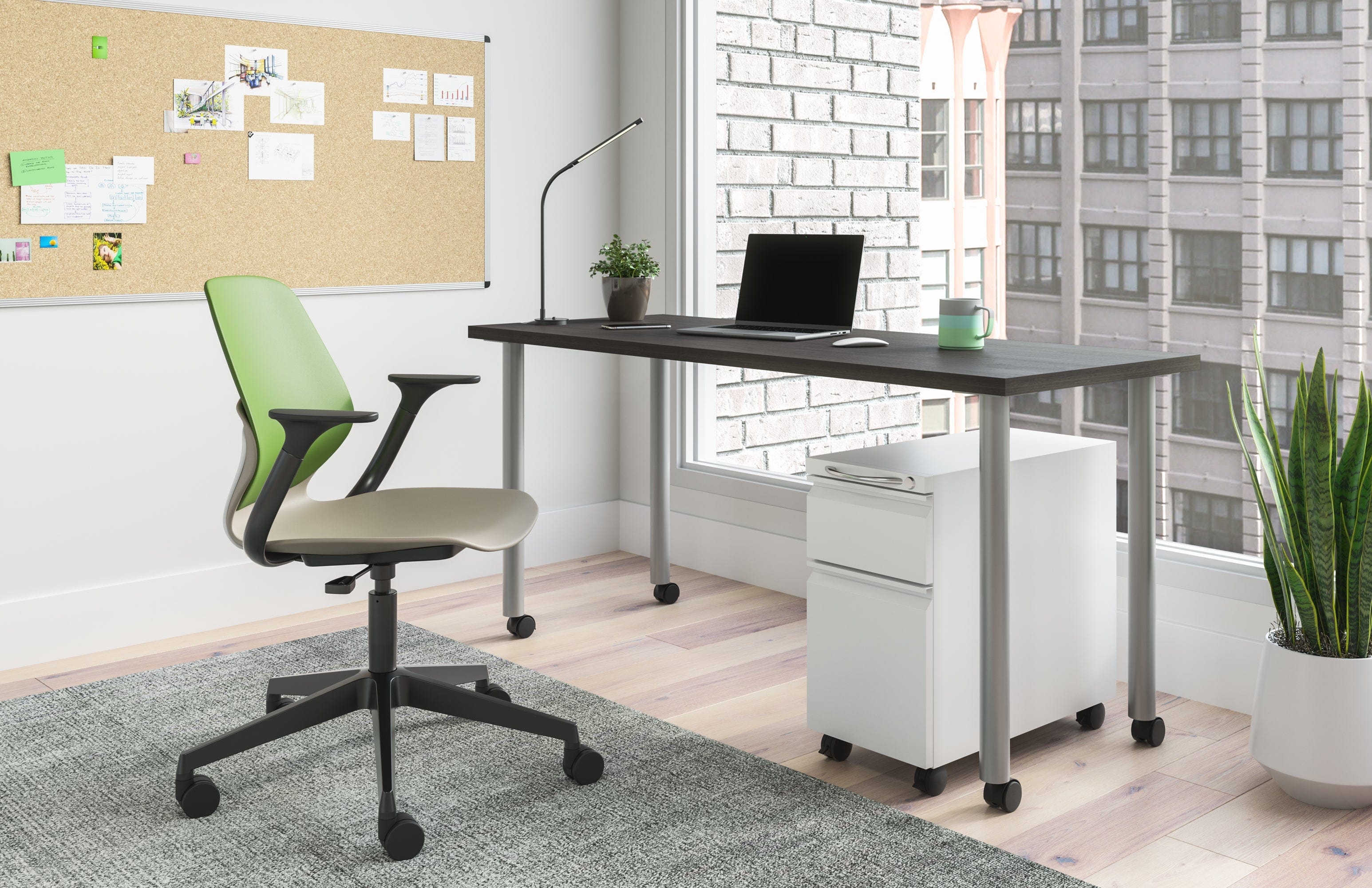 Safco JURNI 60" x 24" Multi-Purpose Table with Post Leg and Casters [JN6024NFXPCA] - Image 4