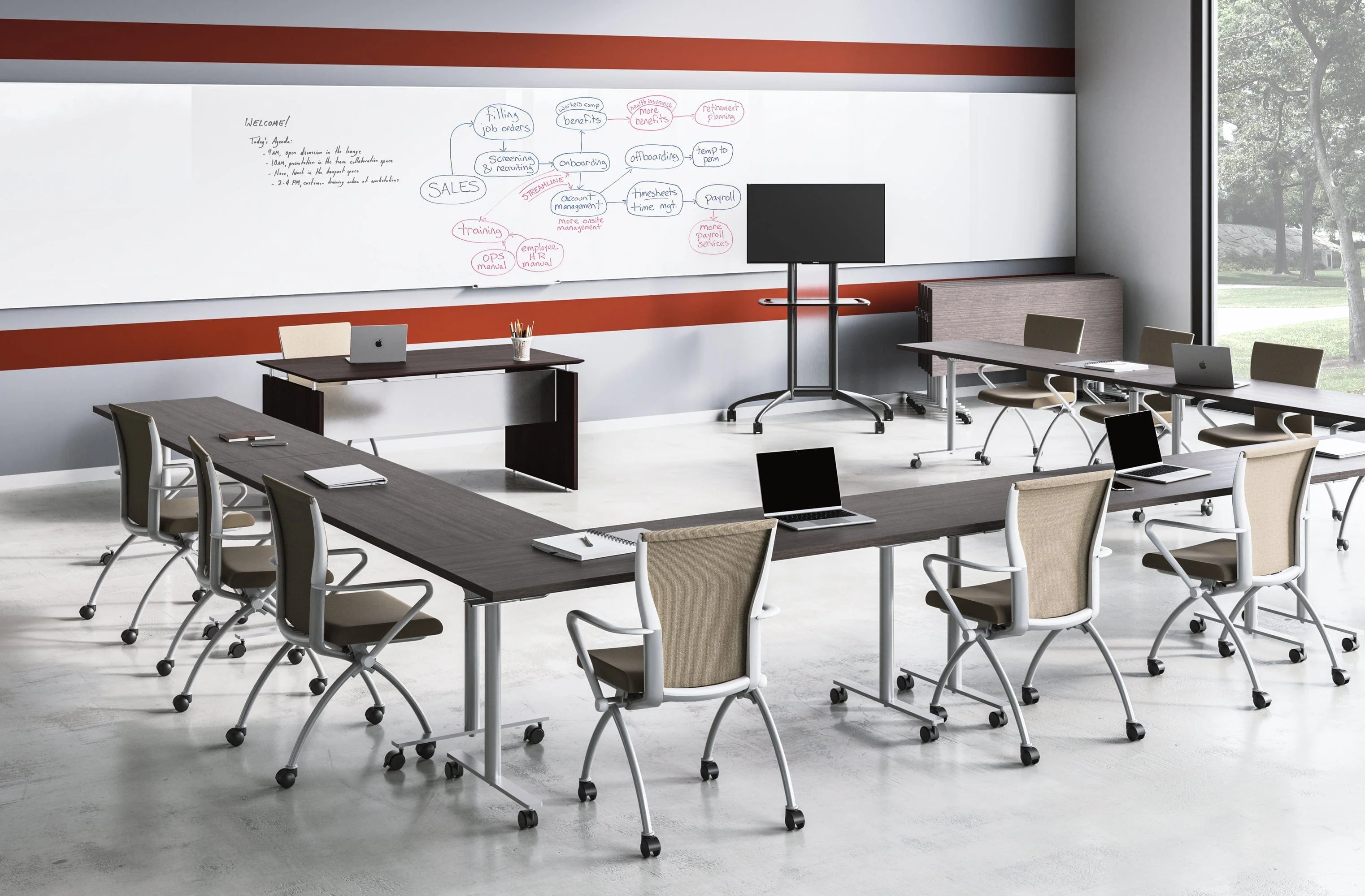 Safco JURNI 72" x 24" Flip Table with Casters [JN7224NFLPCA] - Image 7