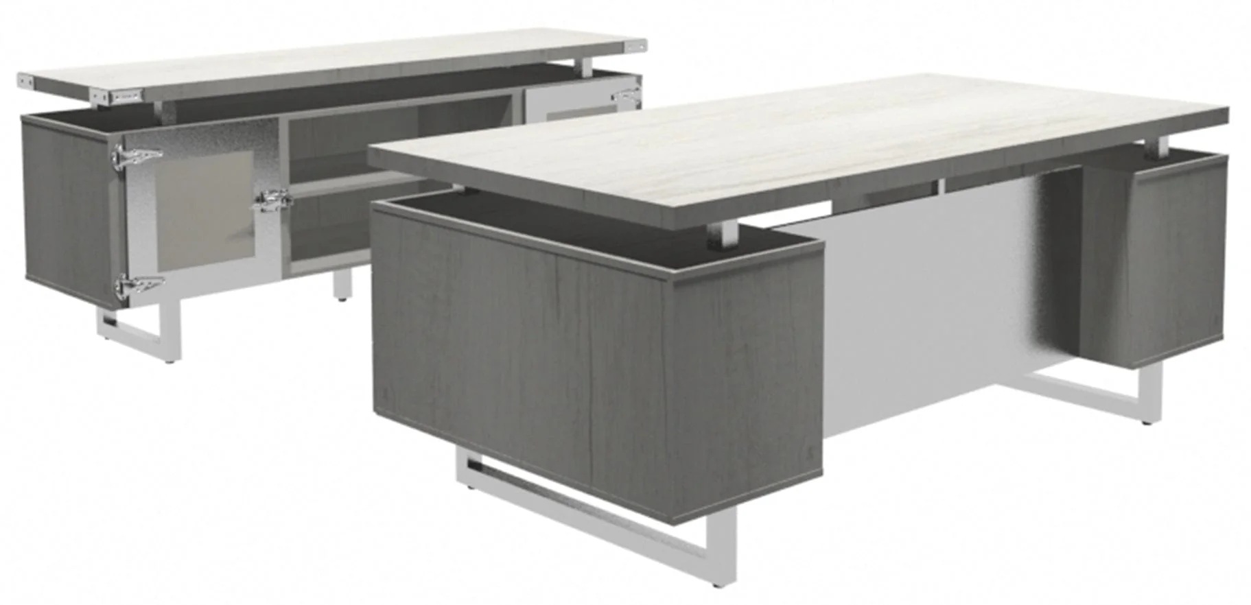 Safco Mirella Series Typical 2 with Low Wall Cabinet [MIAT02] - Image 3