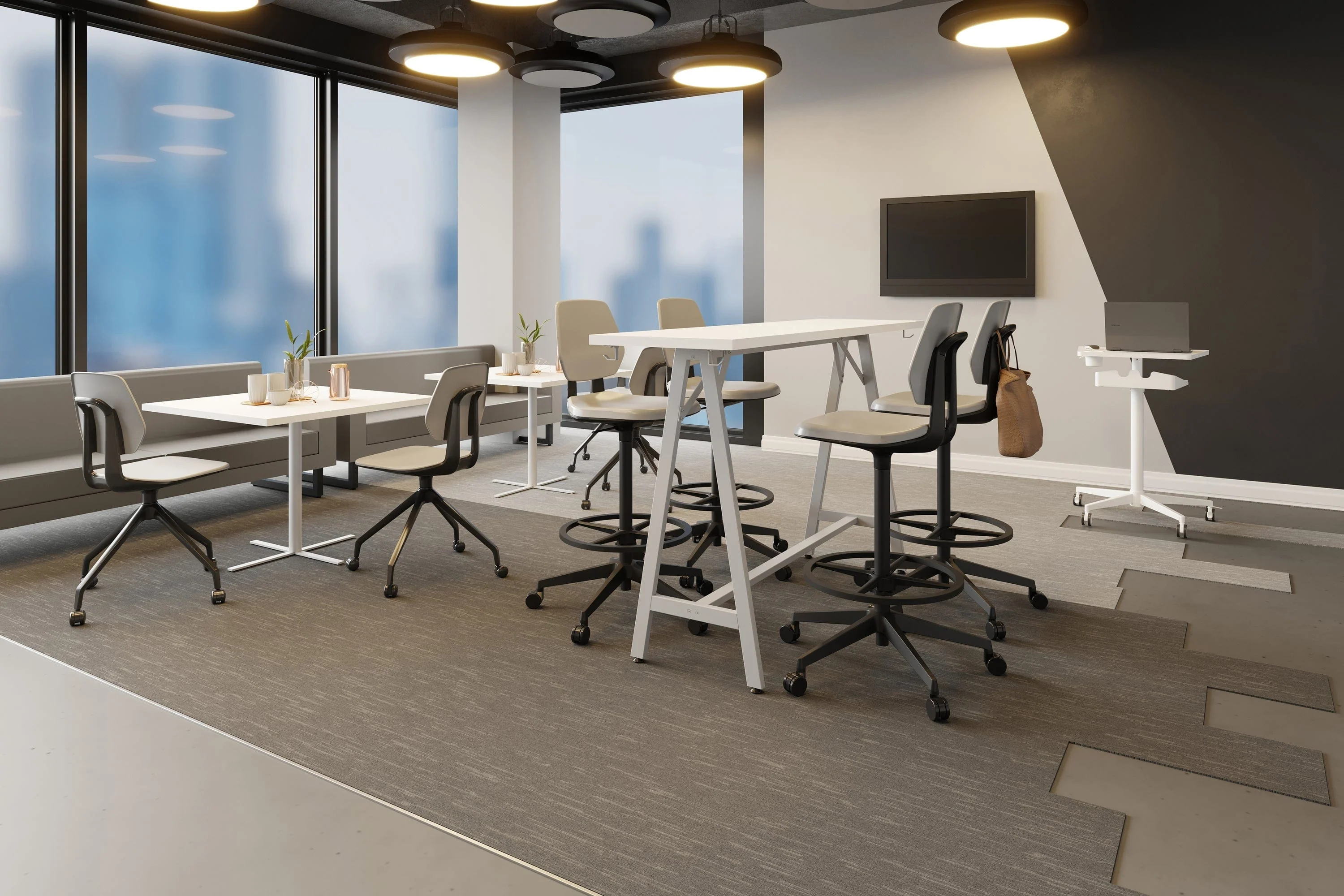 Safco Spark Teaming Table, 72" x 20" Rectangular Worksurface, 42"H Silver Base [SPK7220K] - Image 11