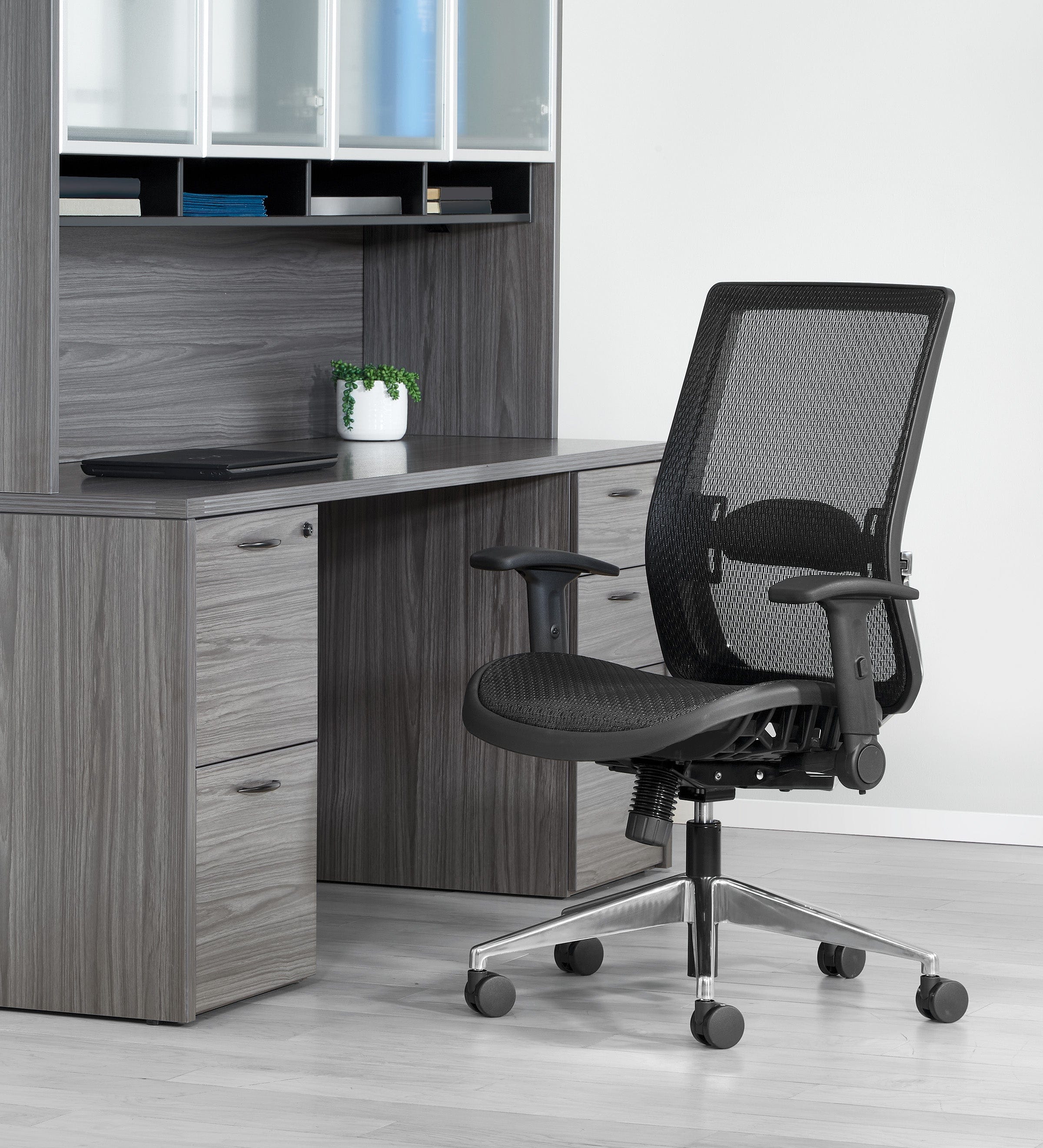 Space Seating® Black Mesh Executive Chair with Flip Arms [867A-11P91F2] - Image 3