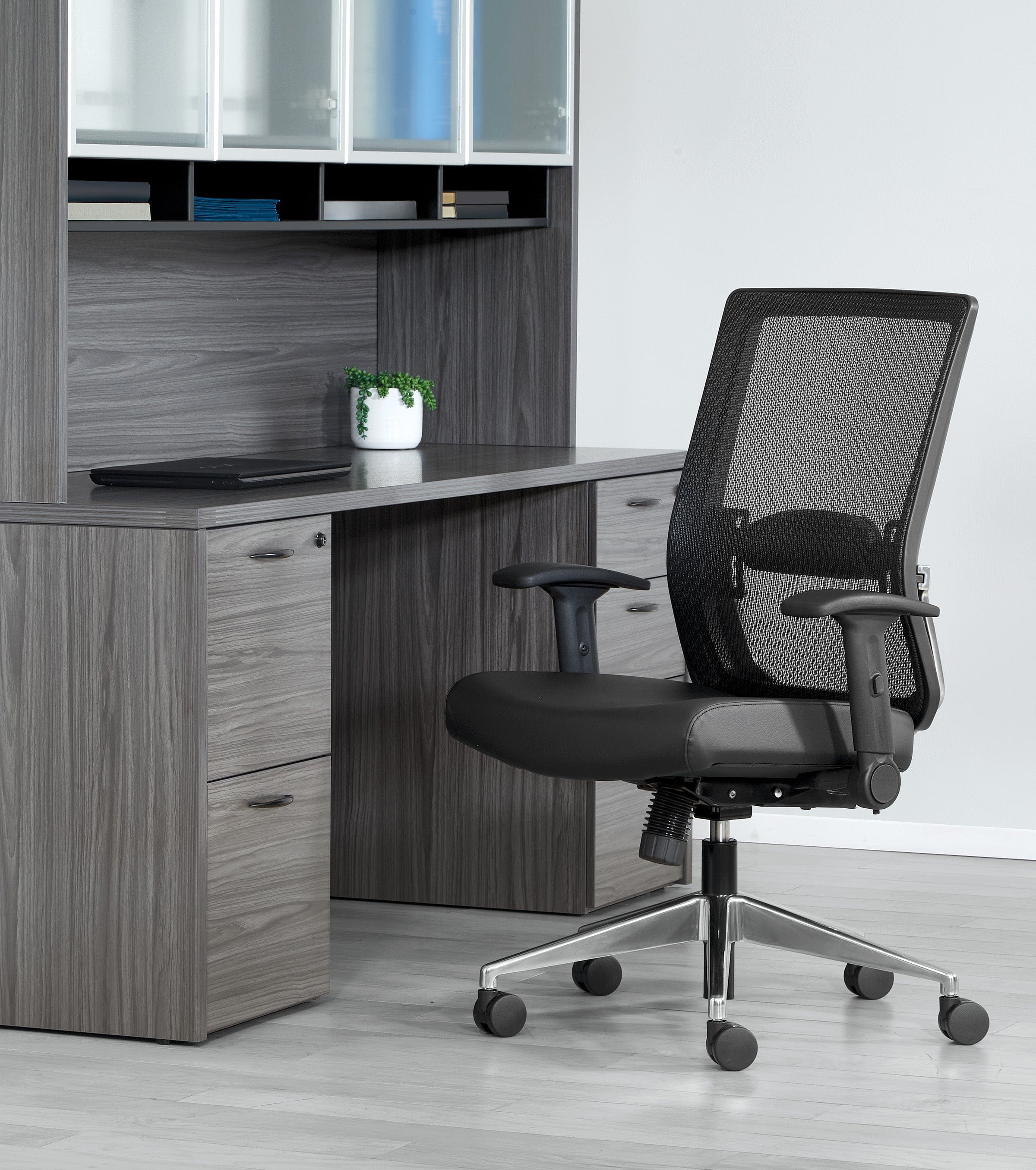 Space Seating® Black Mesh Managers Chair with Flip Arms [867A-1P91F2] - Image 8