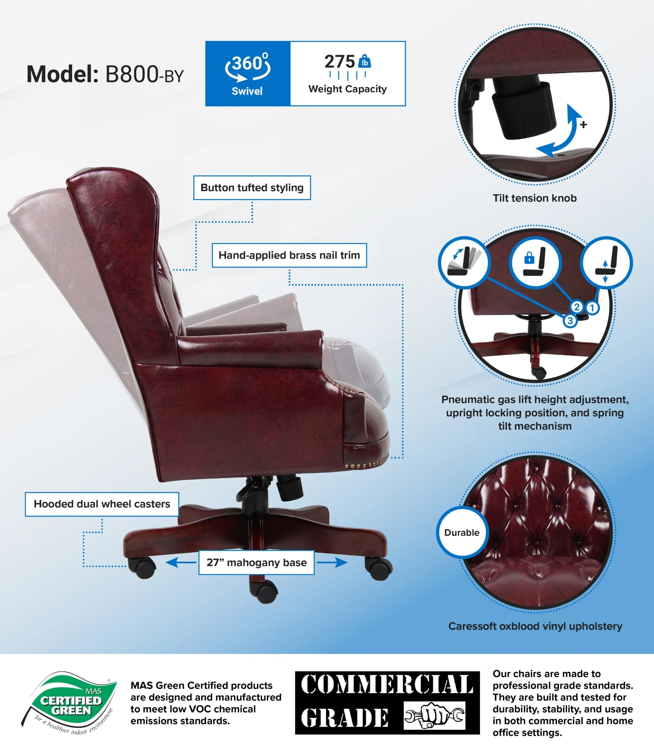 Boss Traditional Button Tufted Executive Chair [B800] - Image 4