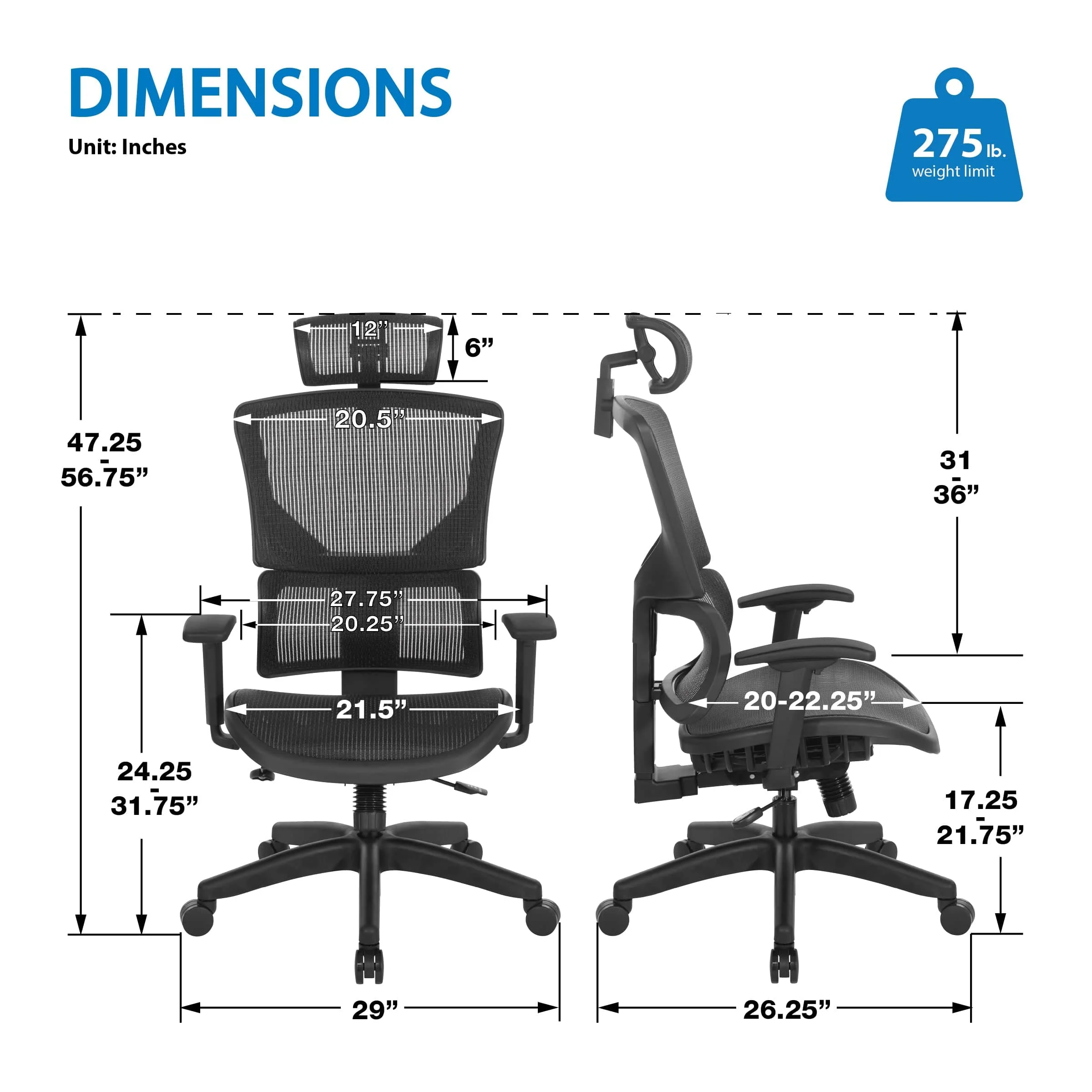 Vertical Matrix Mesh Managers Chair with Optional Headrest [639-T11N48P] - Image 10